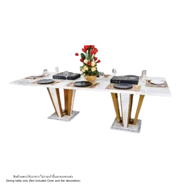 โต๊ะอาหารหินอ่อน WISDOM DESIGN FURNITURE รุ่น JOLIE 240 ซม. สีมาร์เบิ้ล/ทอง